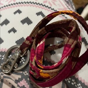 Colorful Fabric Lanyard with Silver Clip Vera Bradley retired